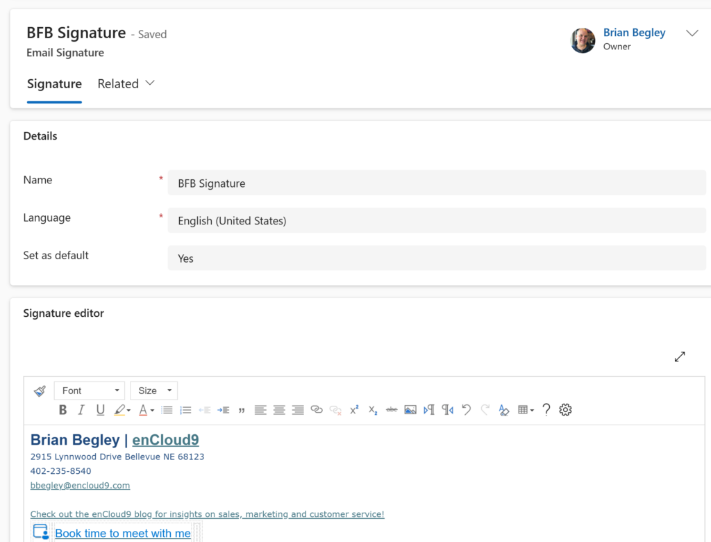 Emai Signatures| Dynamics 365 | enCloud9