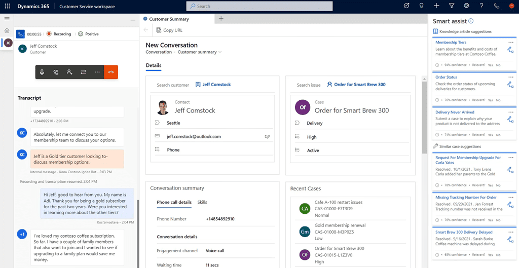 Dynamics 365 Customer Service Screenshot